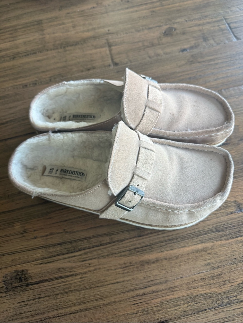 Birkenstock Taupe Suede Shearling-Lined - size 40